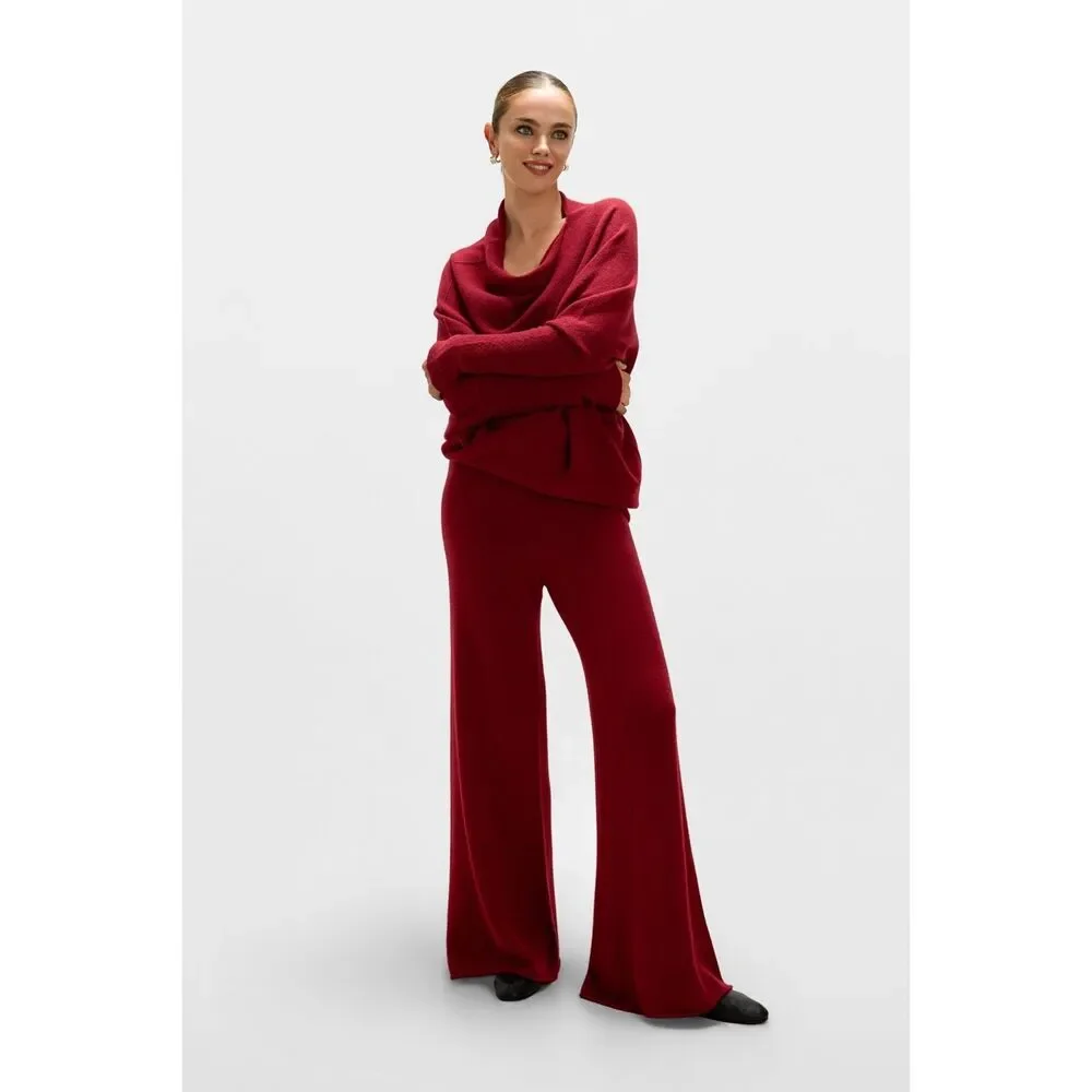 Jaki London Asymmetric Draped Carmine Seamless Knit Top Size S/M